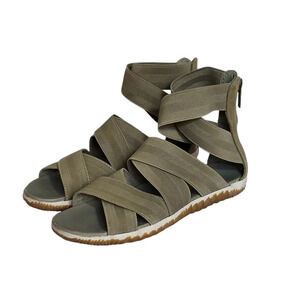 Sorel Out N About Plus Sage Green Strappy  Sandal Back Zip